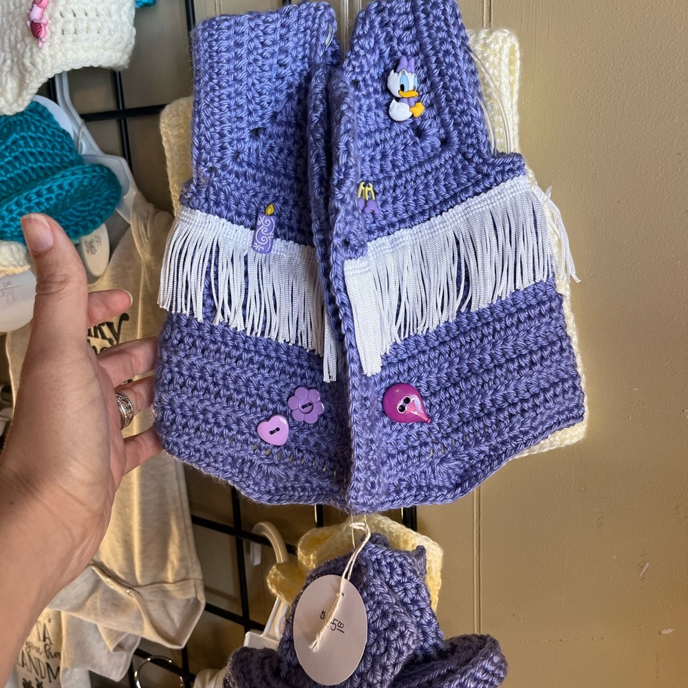 Purple Crochet Kids Vest with Fringe